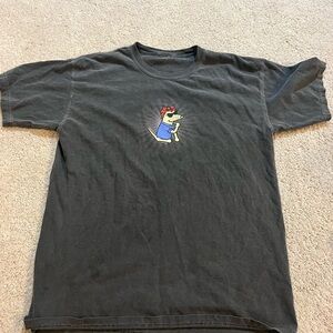 Teddy Fresh Black Tee with Cartoon Graphic